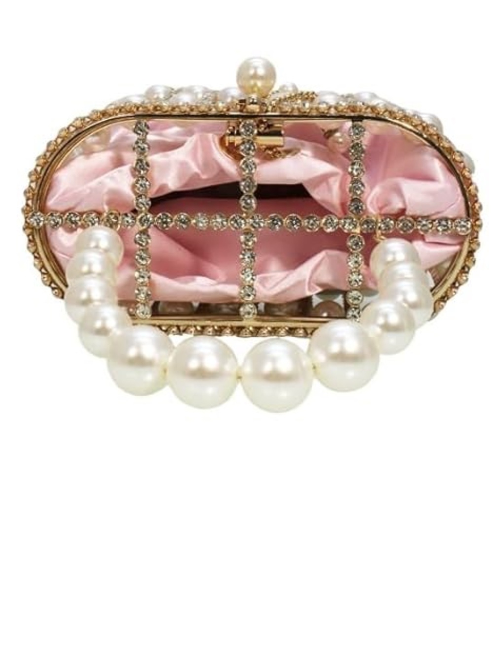 NEW Sparkling Bling Swarovski Crystal Pearl Clutch Purse Bag: Pink Champagne - Picture 5 of 10